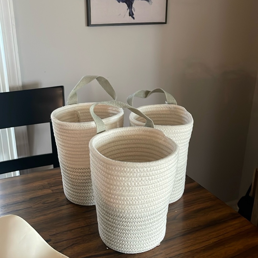 Set of 3 Hanging Rope Baskets - Brand New